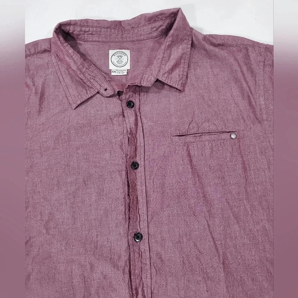Voyager Sz 2XL Mens Short Sleeve Button Down Shirt Red Solid 100% Cotton Casual - Picture 3 of 8